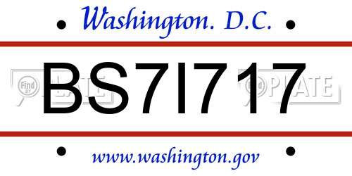 BS7I717 District Of Columbia License Plate