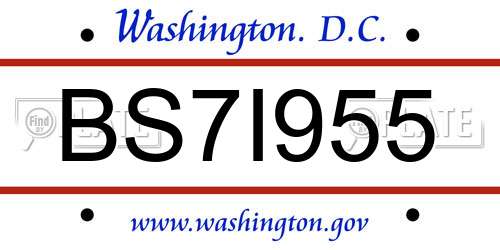 BS7I955 District Of Columbia License Plate