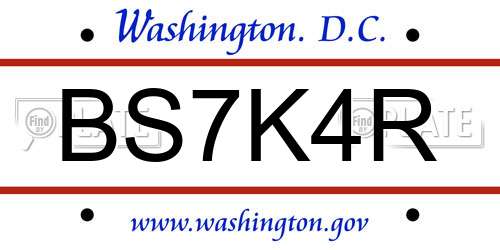 BS7K4R District Of Columbia License Plate