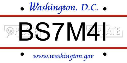 BS7M4I District Of Columbia License Plate