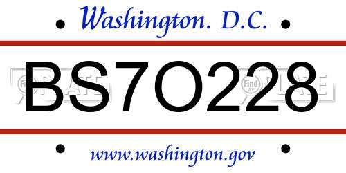 BS7O228 District Of Columbia License Plate