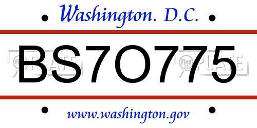 BS7O775 District Of Columbia License Plate
