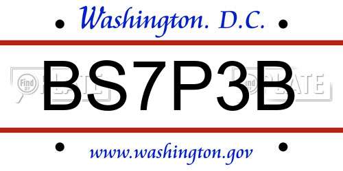 BS7P3B District Of Columbia License Plate