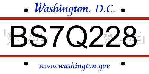 BS7Q228 District Of Columbia License Plate