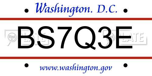 BS7Q3E District Of Columbia License Plate