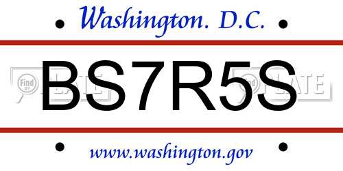BS7R5S District Of Columbia License Plate