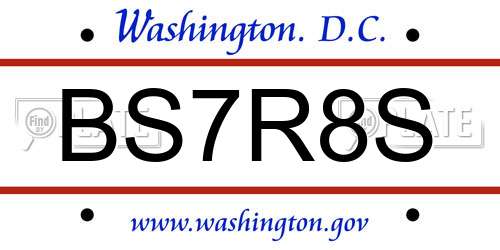 BS7R8S District Of Columbia License Plate