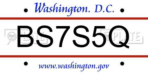 BS7S5Q District Of Columbia License Plate