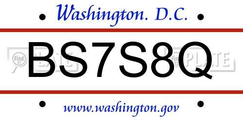 BS7S8Q District Of Columbia License Plate