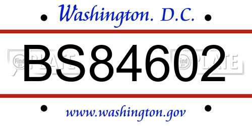 BS84602 District Of Columbia License Plate