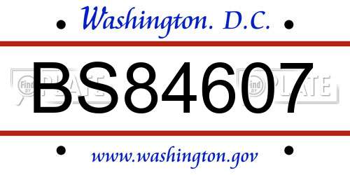 BS84607 District Of Columbia License Plate