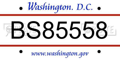 BS85558 District Of Columbia License Plate