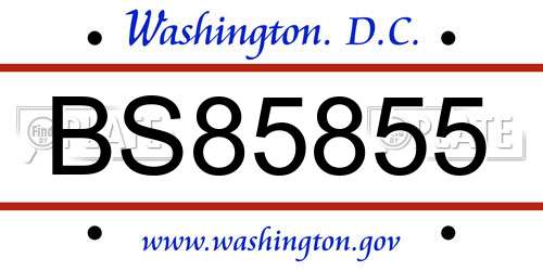 BS85855 District Of Columbia License Plate