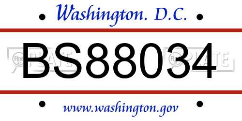 BS88034 District Of Columbia License Plate