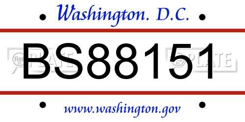 BS88151 District Of Columbia License Plate