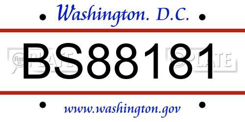BS88181 District Of Columbia License Plate