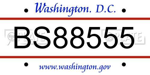 BS88555 District Of Columbia License Plate