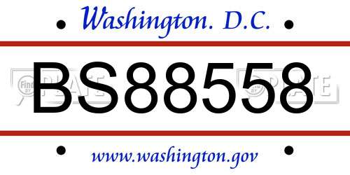 BS88558 District Of Columbia License Plate