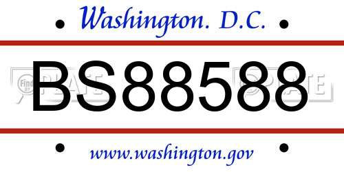 BS88588 District Of Columbia License Plate