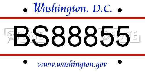 BS88855 District Of Columbia License Plate