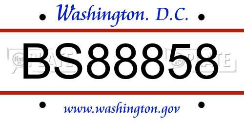 BS88858 District Of Columbia License Plate