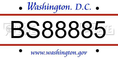 BS88885 District Of Columbia License Plate