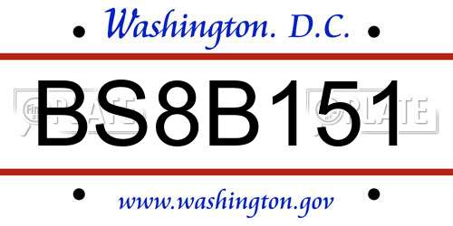 BS8B151 District Of Columbia License Plate