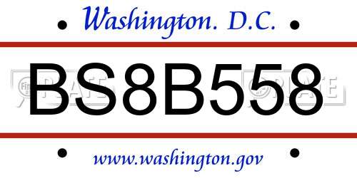 BS8B558 District Of Columbia License Plate