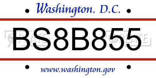 BS8B855 District Of Columbia License Plate