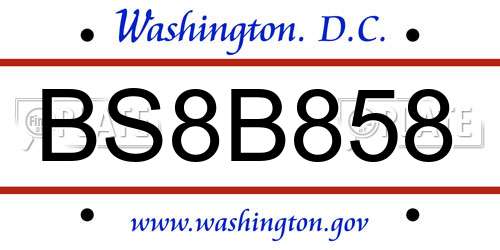 BS8B858 District Of Columbia License Plate
