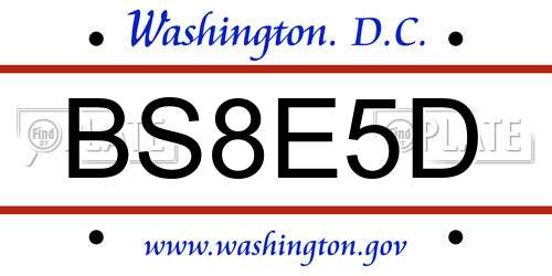 BS8E5D District Of Columbia License Plate