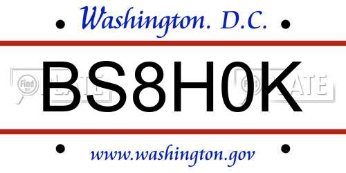 BS8H0K District Of Columbia License Plate