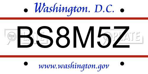 BS8M5Z District Of Columbia License Plate