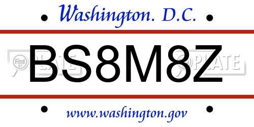 BS8M8Z District Of Columbia License Plate