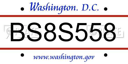 BS8S558 District Of Columbia License Plate