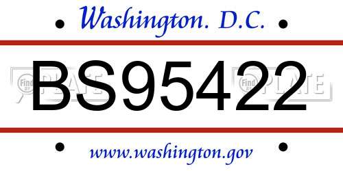 BS95422 District Of Columbia License Plate