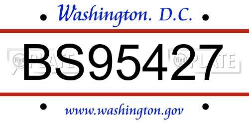 BS95427 District Of Columbia License Plate