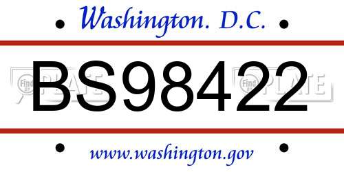BS98422 District Of Columbia License Plate
