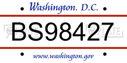 BS98427 District Of Columbia License Plate