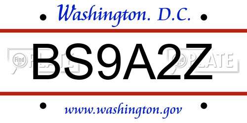 BS9A2Z District Of Columbia License Plate