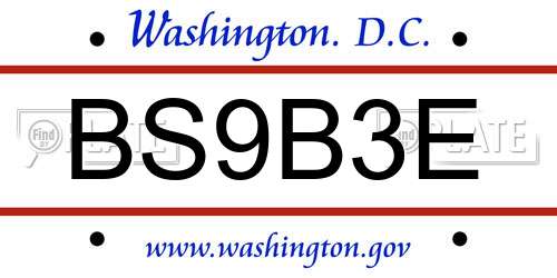 BS9B3E District Of Columbia License Plate