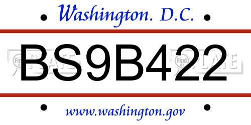 BS9B422 District Of Columbia License Plate