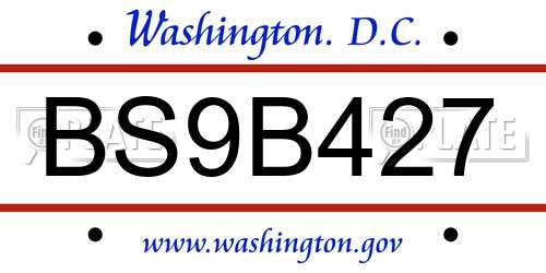 BS9B427 District Of Columbia License Plate