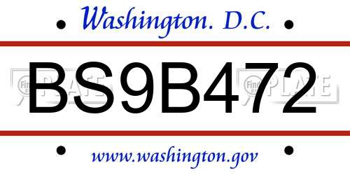 BS9B472 District Of Columbia License Plate
