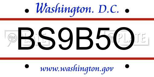 BS9B5O District Of Columbia License Plate