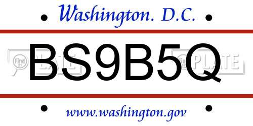 BS9B5Q District Of Columbia License Plate