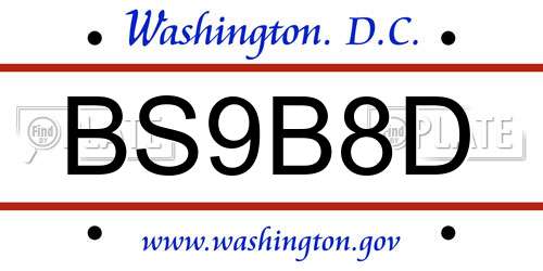 BS9B8D District Of Columbia License Plate