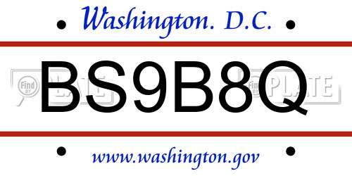 BS9B8Q District Of Columbia License Plate