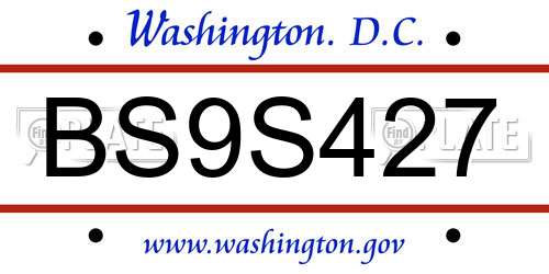 BS9S427 District Of Columbia License Plate