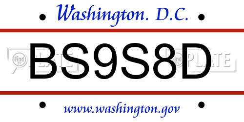 BS9S8D District Of Columbia License Plate